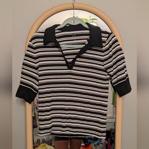 Gap 90s Style Black and White Striped Top